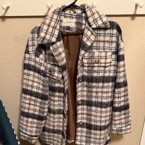 Universal Thread Plaid Jacket - Black, White, Brown
